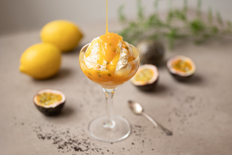 Passionsfrukt med glass